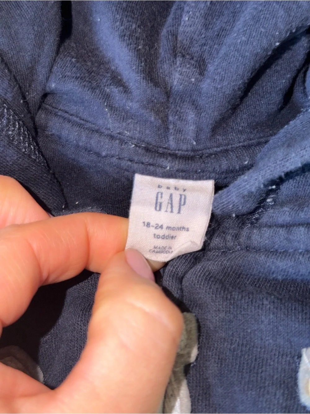 GAP Navy Hooded Zip-Up Sweatshirt with White Logo 18-24M